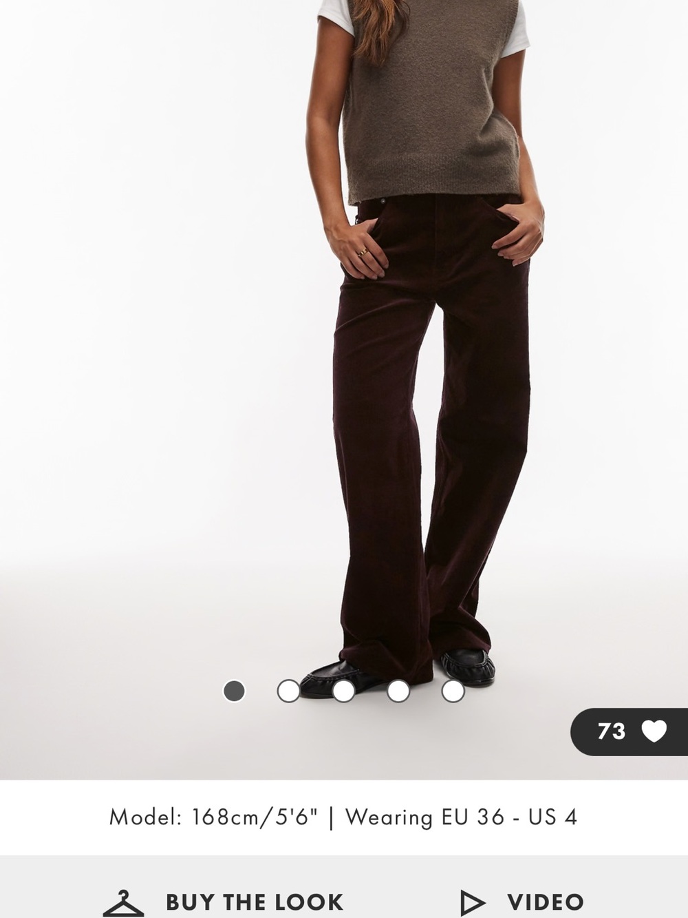 Arket Women's Corduroy Wide-Leg Pants in Burgundy